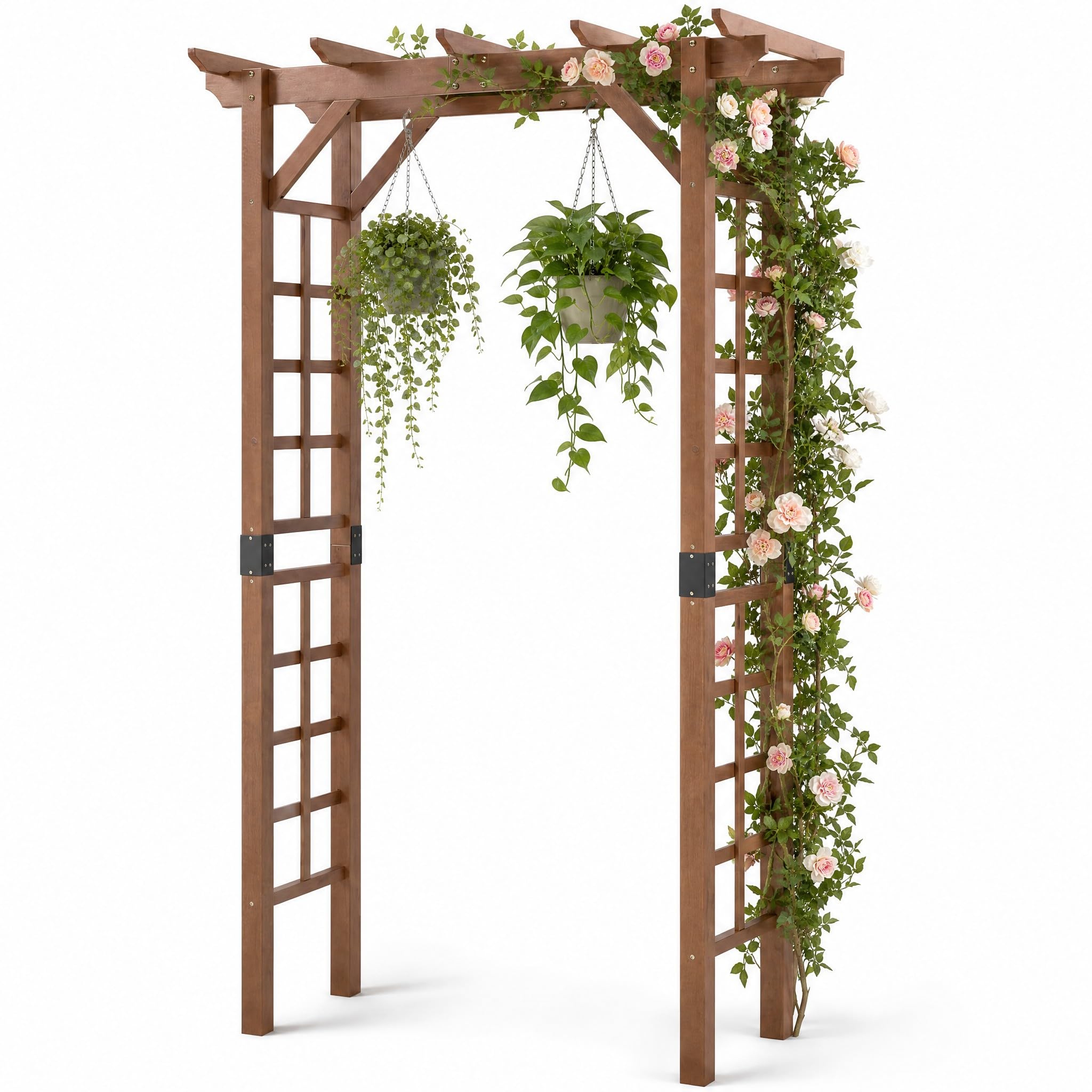 Tangkula 85" Wood Garden Arch Trellis for Climbing Plants